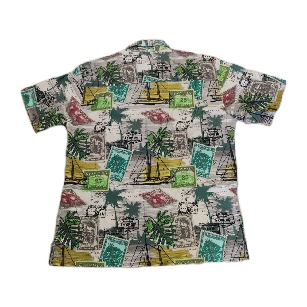 Caribbean Blues Mens‎ Large Hawaiian Vacation Button Up Shirt Short Sleeve - Picture 9 of 9